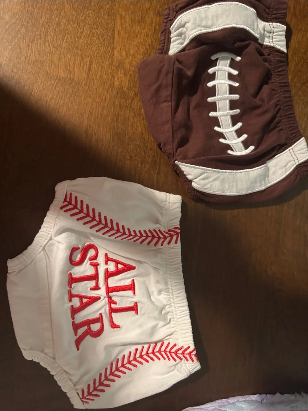 Baby Rugged Butts Baseball-Themed Diaper Cover & football Ruffle Bloomers Set